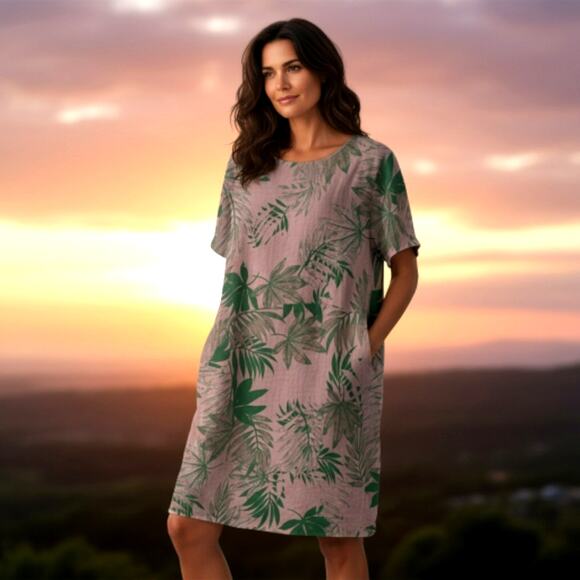 Colette 100% Linen Italy Lagenlook Pockets Oversized Shift Dress One Size S-XL - Picture 1 of 13